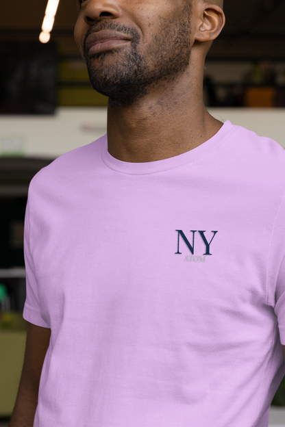 NY ATOM Embroidered Logo Basic Lavander T-Shirt For Men