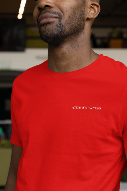 ATOM New York Classic Embroidered Logo Basic Red T-Shirt For Men