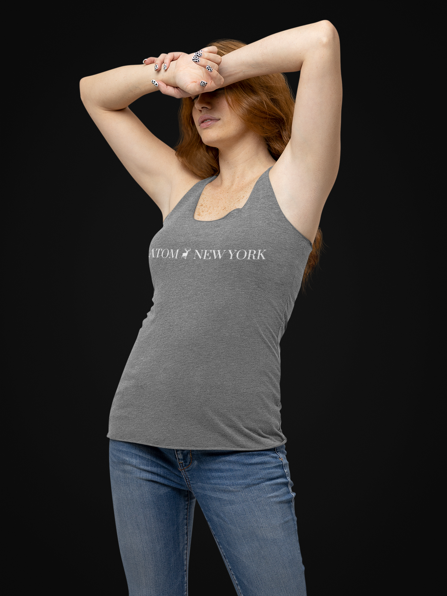 ATOM NEW YORK Signature Charcoal Melange Tank Top For Women