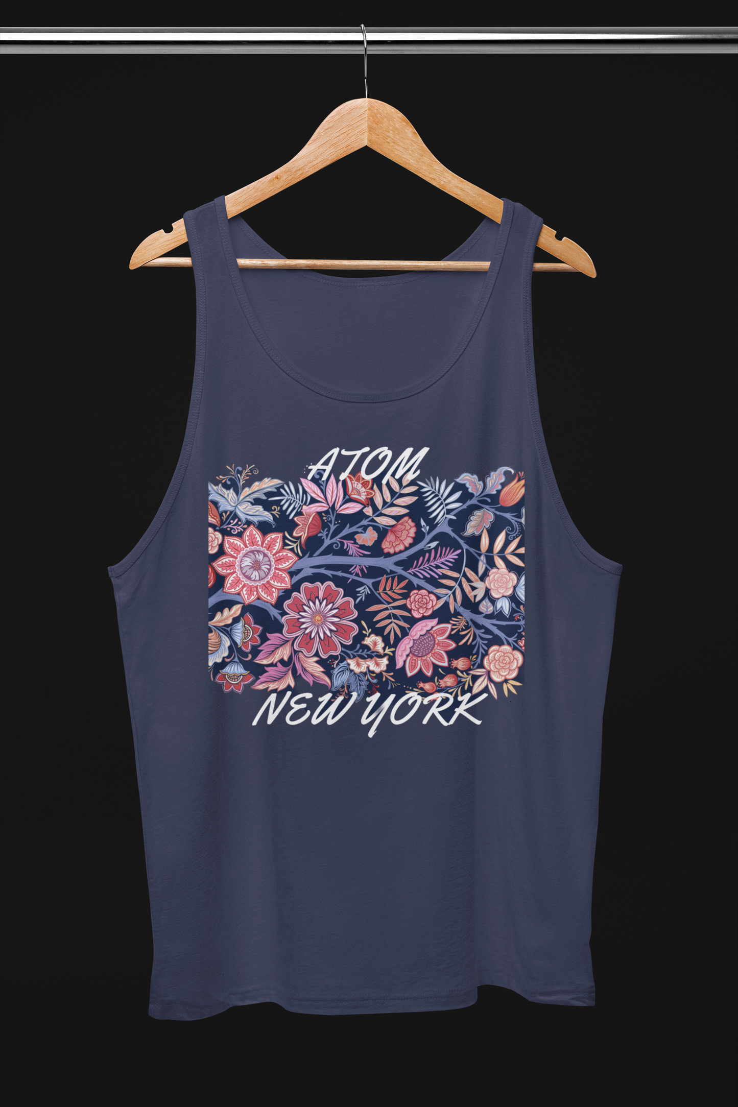 ATOM New York Flower Bouquet Navy Blue Tank Top For Women