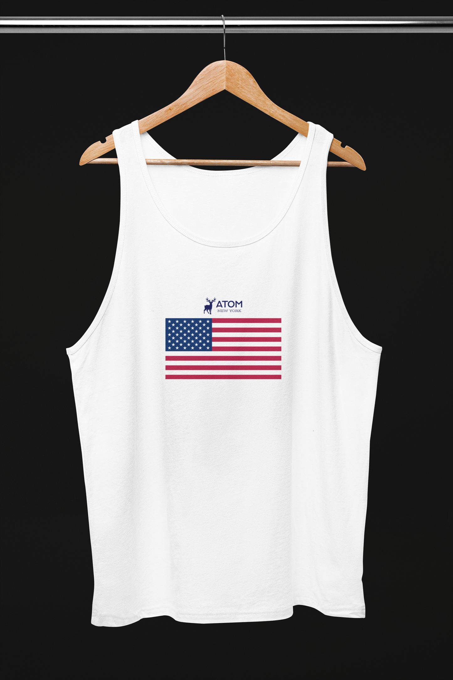 ATOM New York US Flag White Tank Top For Women
