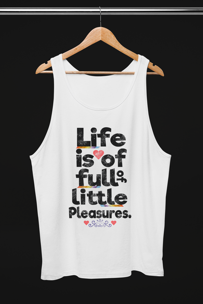 Life Is Little Pleasures White Tank Top For Women