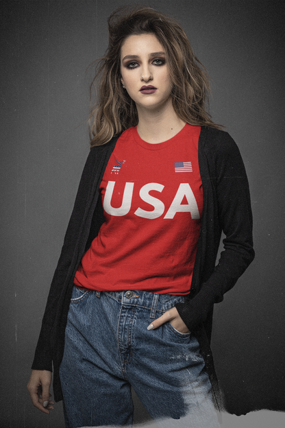 ATOM Signature USA Red T-Shirt For Women
