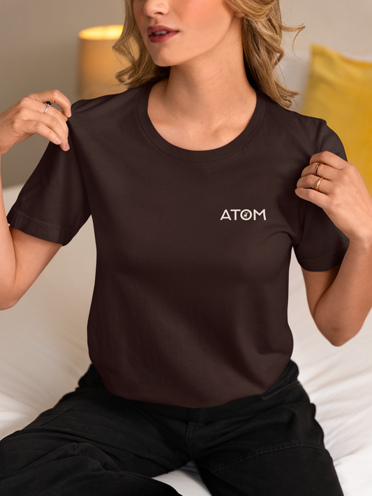 ATOM Logo Basic Coffee Brown T-Shirt For Women