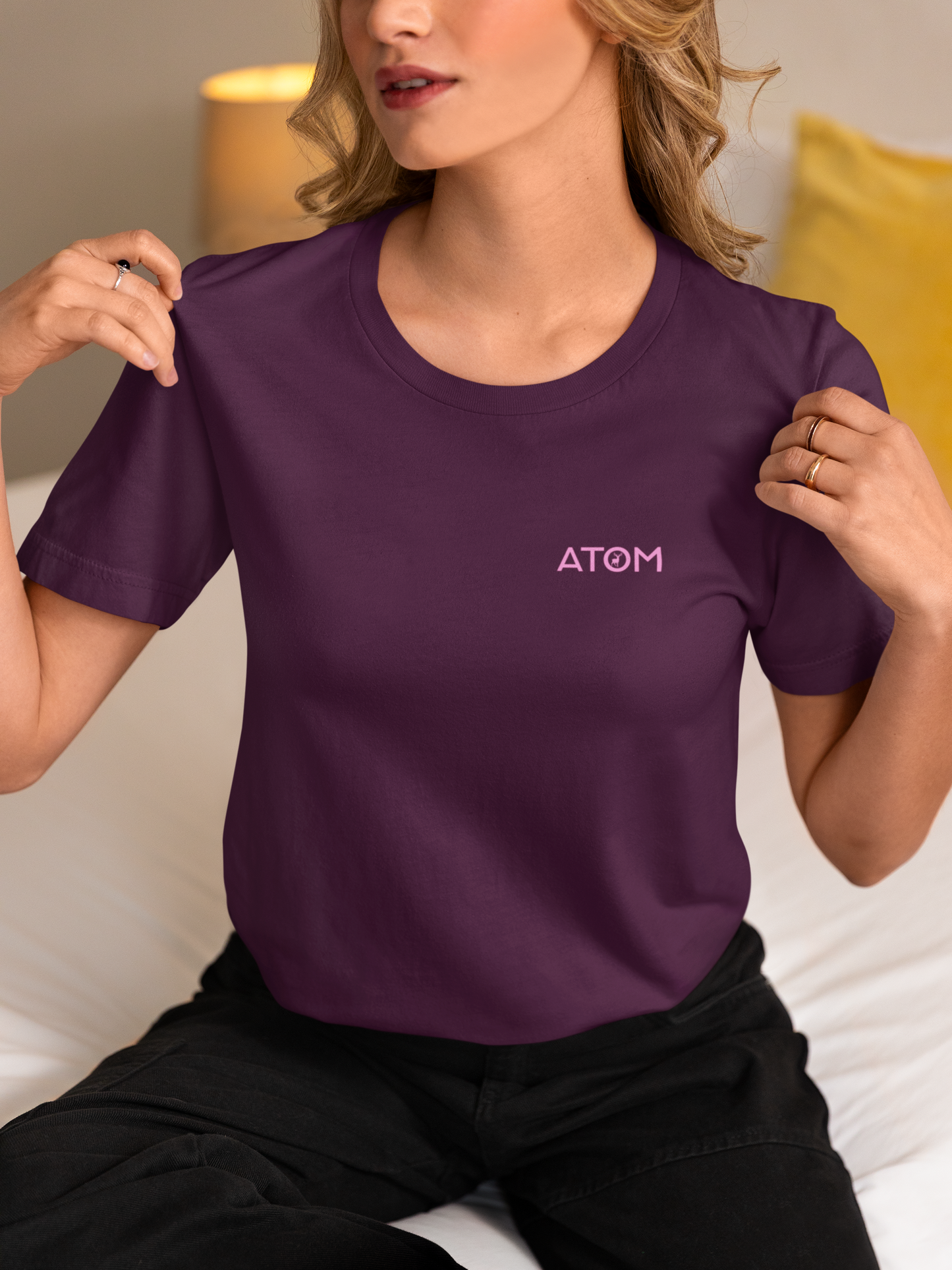 ATOM Logo Basic Purple T-Shirt For Women