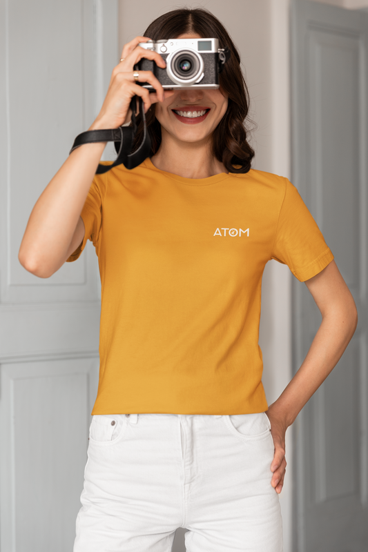 ATOM Logo Basic Golden Yellow T-Shirt For Women
