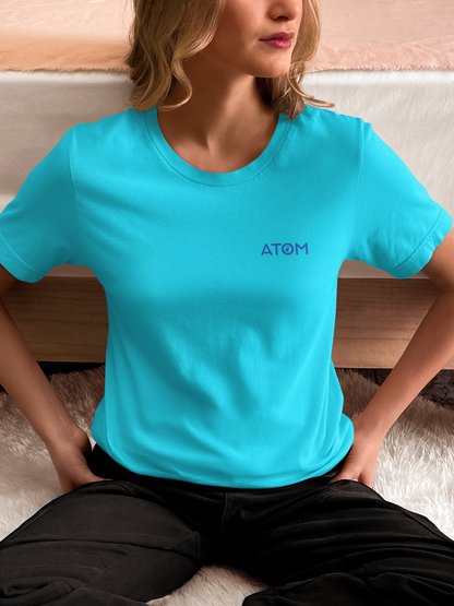 ATOM Logo Basic Sky Blue T-Shirt For Women
