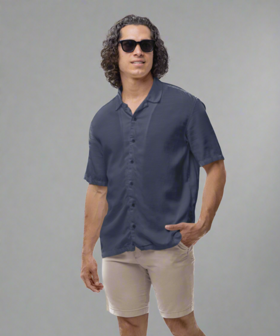 ATOM Quiet Luxury Unisex Oversized Navy Blue Shirt