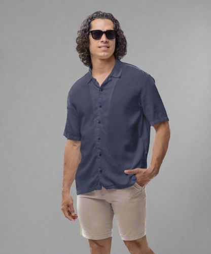 ATOM Quiet Luxury Unisex Oversized Navy Blue Shirt