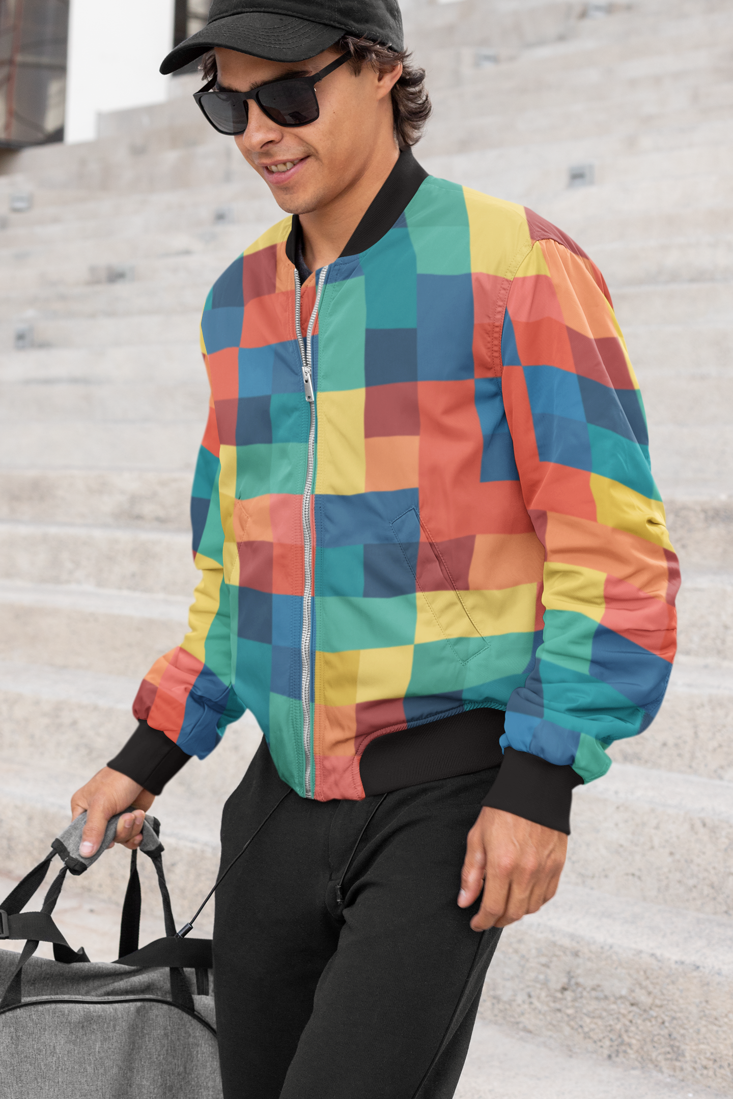 Colourful Blocks Bomber Jacket For Men