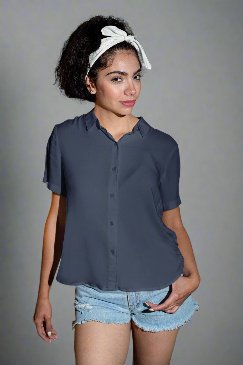 ATOM Quiet Luxury Unisex Oversized Navy Blue Shirt