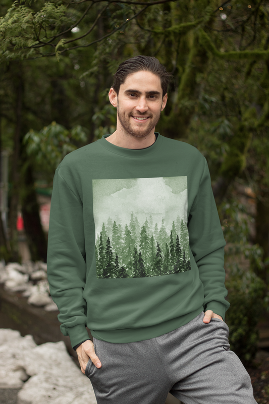 Christmas Trees Olive Green Sweatshirt For Men