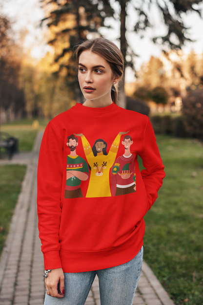 Christmas Illustration Red Sweatshirt For Women