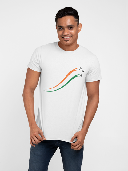 Tri-Color White T-Shirt For Men