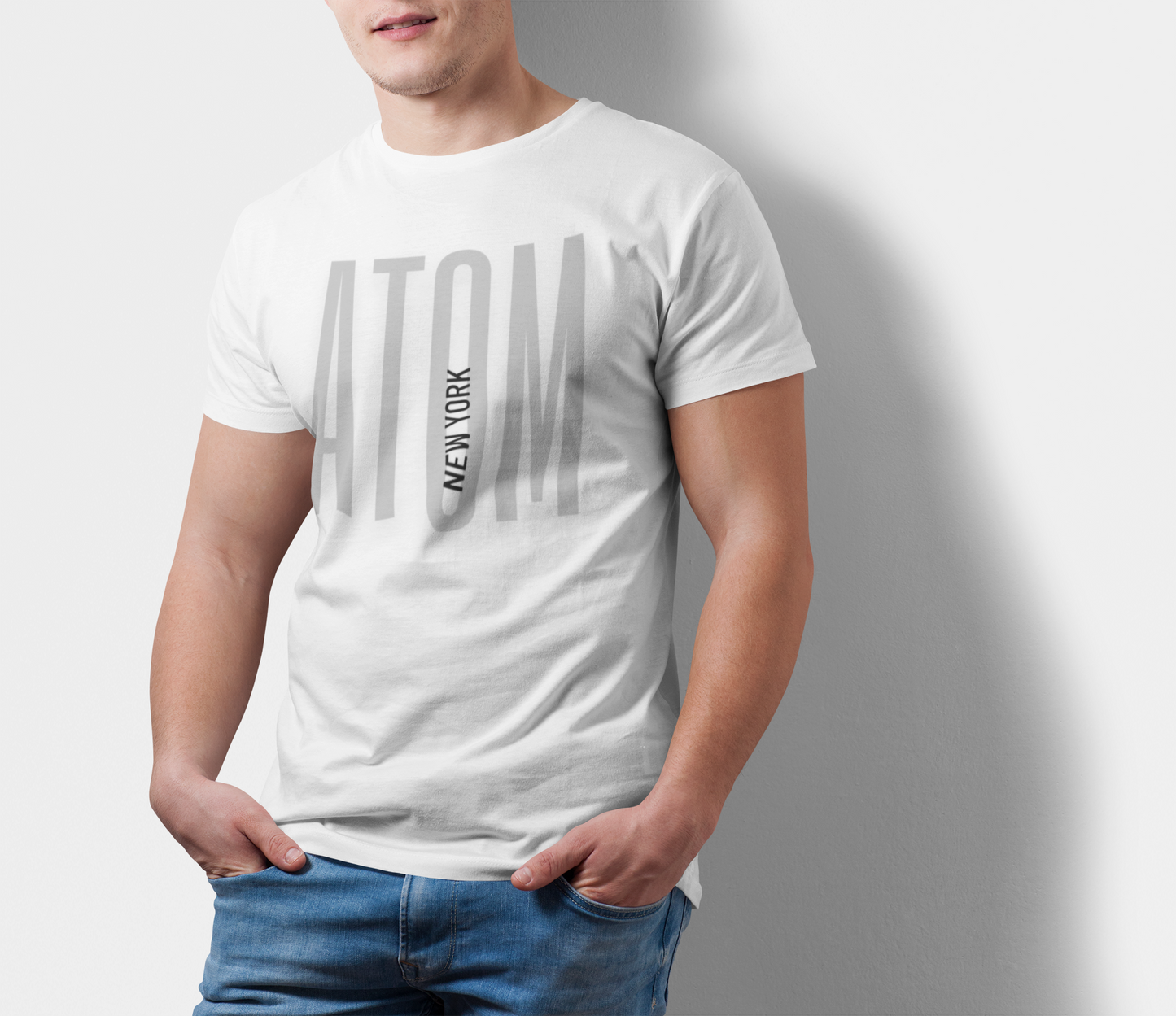 ATOM Signature Long Fonts White T-Shirt For Men