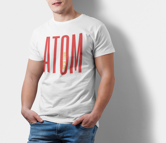 ATOM Signature Long Orange Fonts White T-Shirt For Men