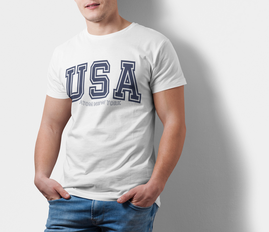 ATOM Signature USA White T-Shirt For Men