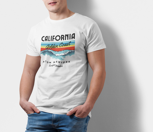 ATOM Signature California Golden Coast White T-Shirt For Men