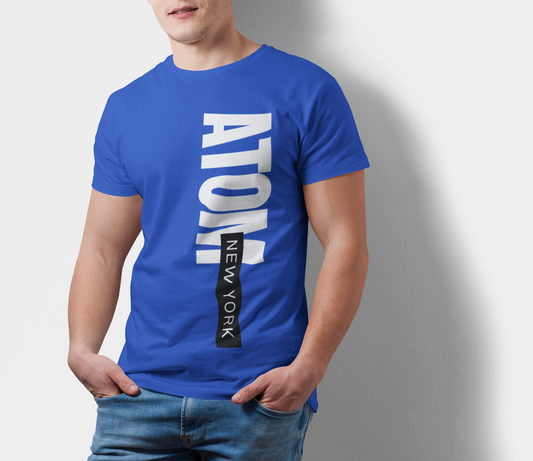 ATOM Signature Vertical Logo Royal Blue T-Shirt For Men