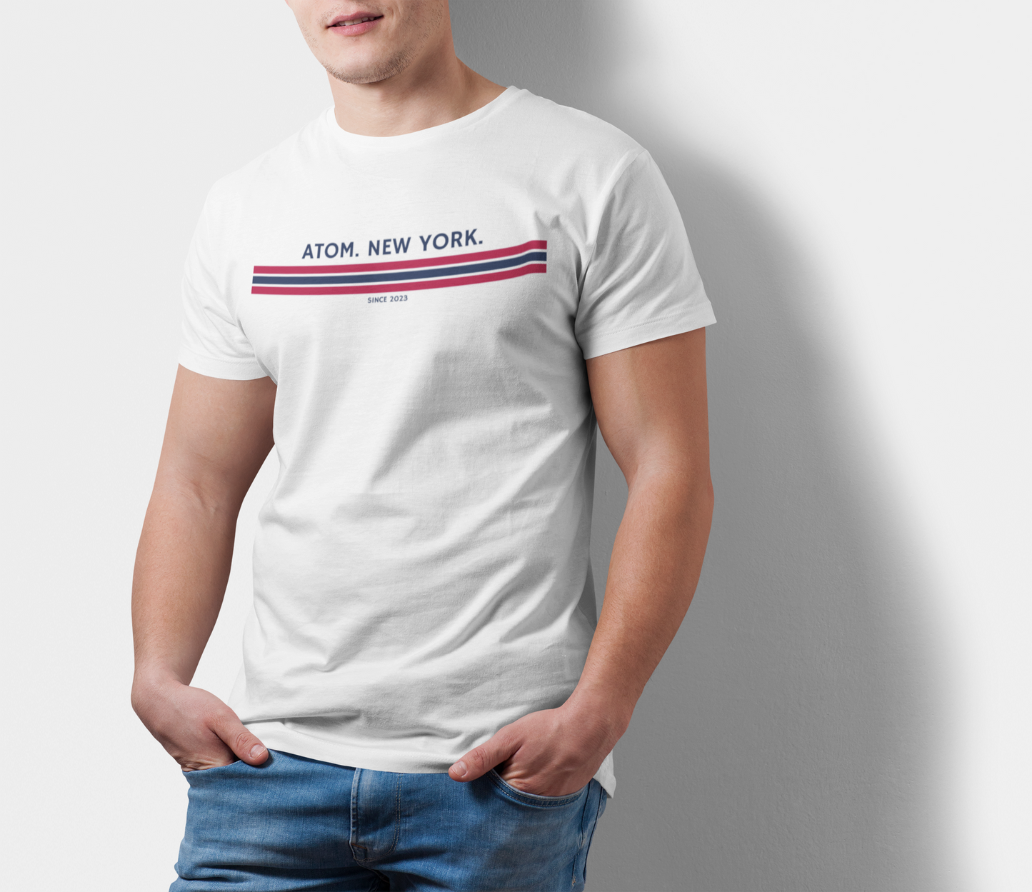 ATOM Signature New York Iconic Stripes White T-Shirt For Men