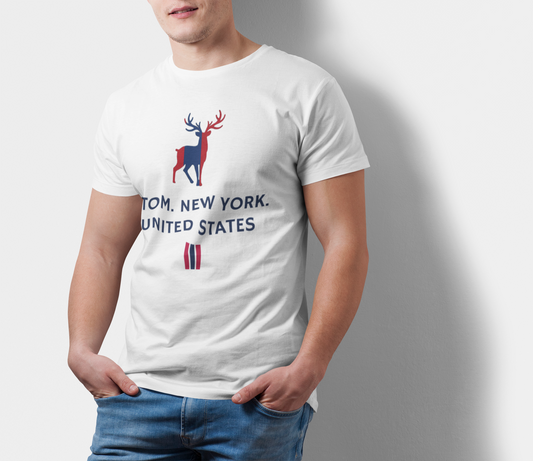 ATOM Signature New York United States Mascot White T-Shirt For Men