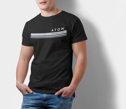 ATOM Signature New York USA Stripes Black T-Shirt For Men
