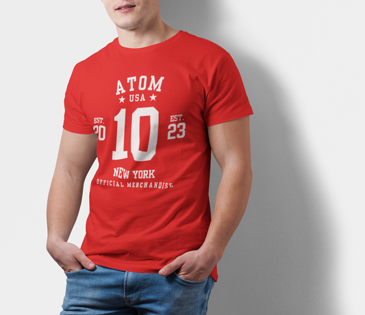ATOM Signature New York Official Merchandise Red T-Shirt For Men
