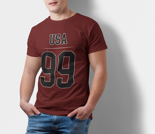 ATOM Signature USA 99 Maroon T-Shirt For Men
