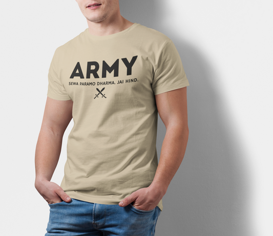ATOM Signature Indian Army Beige T-Shirt For Men