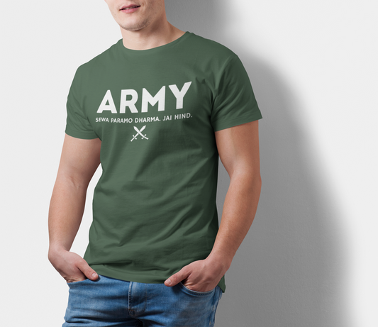 ATOM Signature Indian Army Olive Green T-Shirt For Men