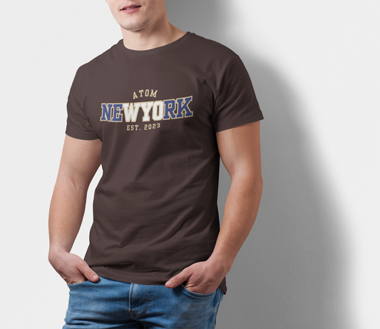 ATOM Signature New York Est 2024 Coffee Brown T-Shirt For Men