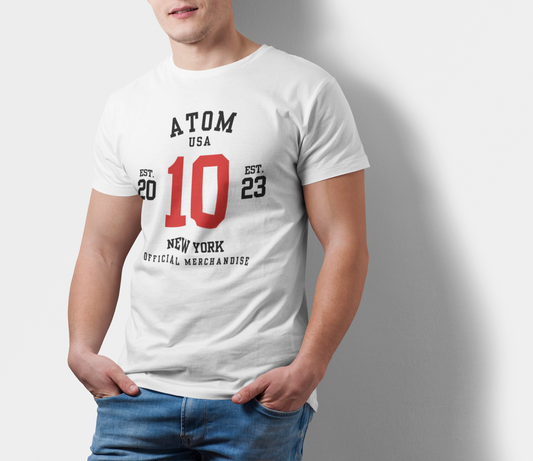 ATOM Signature Red No 10 White T-Shirt For Men