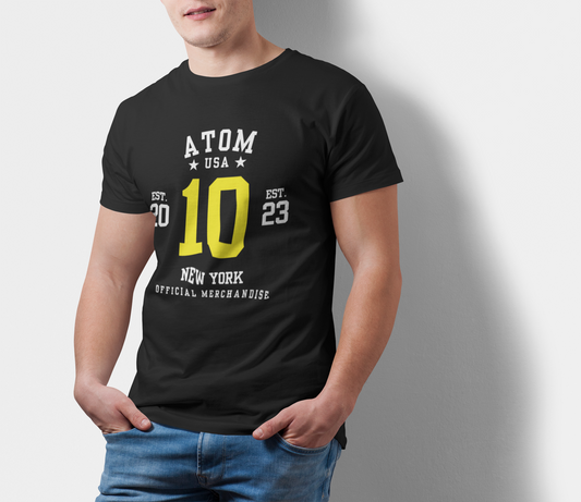 ATOM Signature Yellow No 10 Black T-Shirt For Men