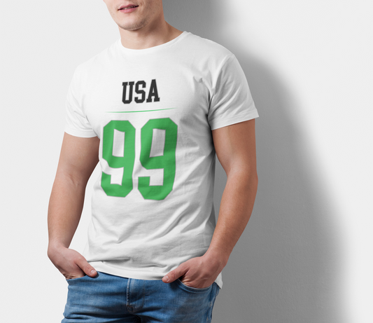 ATOM Signature USA Green No 99 White T-Shirt For Men