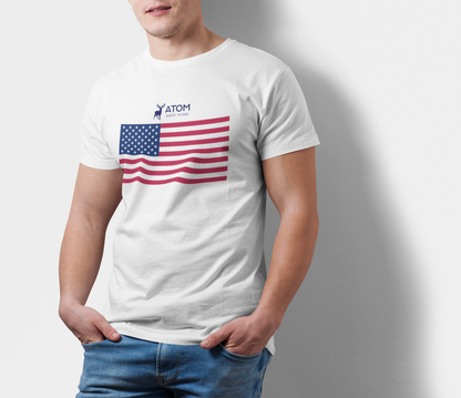 ATOM Signature American Flag White T-Shirt For Men