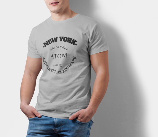 Atom New York Authentic Trademark Light Grey T-Shirt For Men