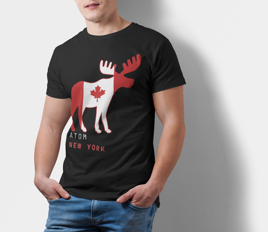 ATOM Signature Canada Mascot Flag Black T-Shirt For Men