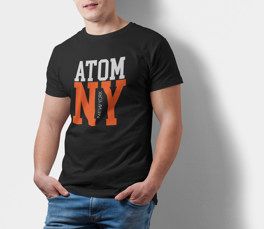 Atom NY Orange Signature Black T-Shirt For Men