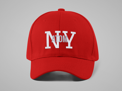 ATOM NY Overlap Logo Embroidered Red Baseball Cap