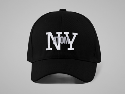 ATOM NY Overlap Logo Embroidered Black Baseball Cap