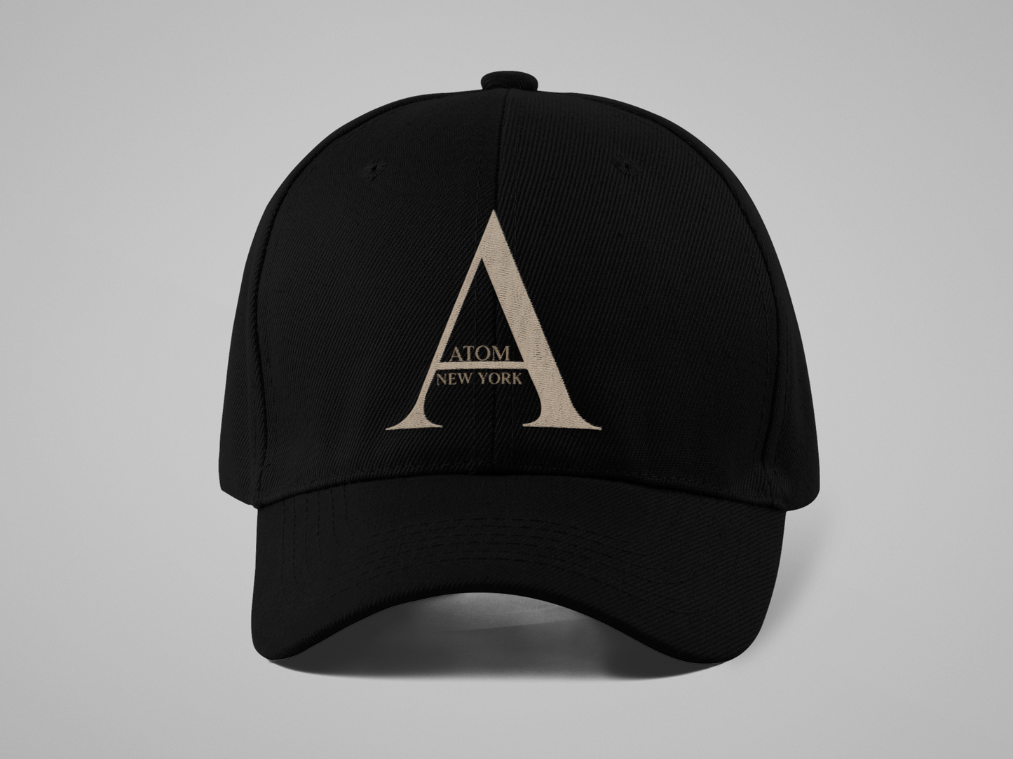 ATOM New York Big A Logo Embroidered Black Baseball Cap