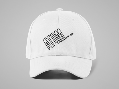 ATOM New York Box Font Logo Embroidered White Baseball Cap
