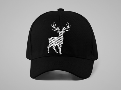 ATOM Deer Mascot Logo Embroidered Black Baseball Cap