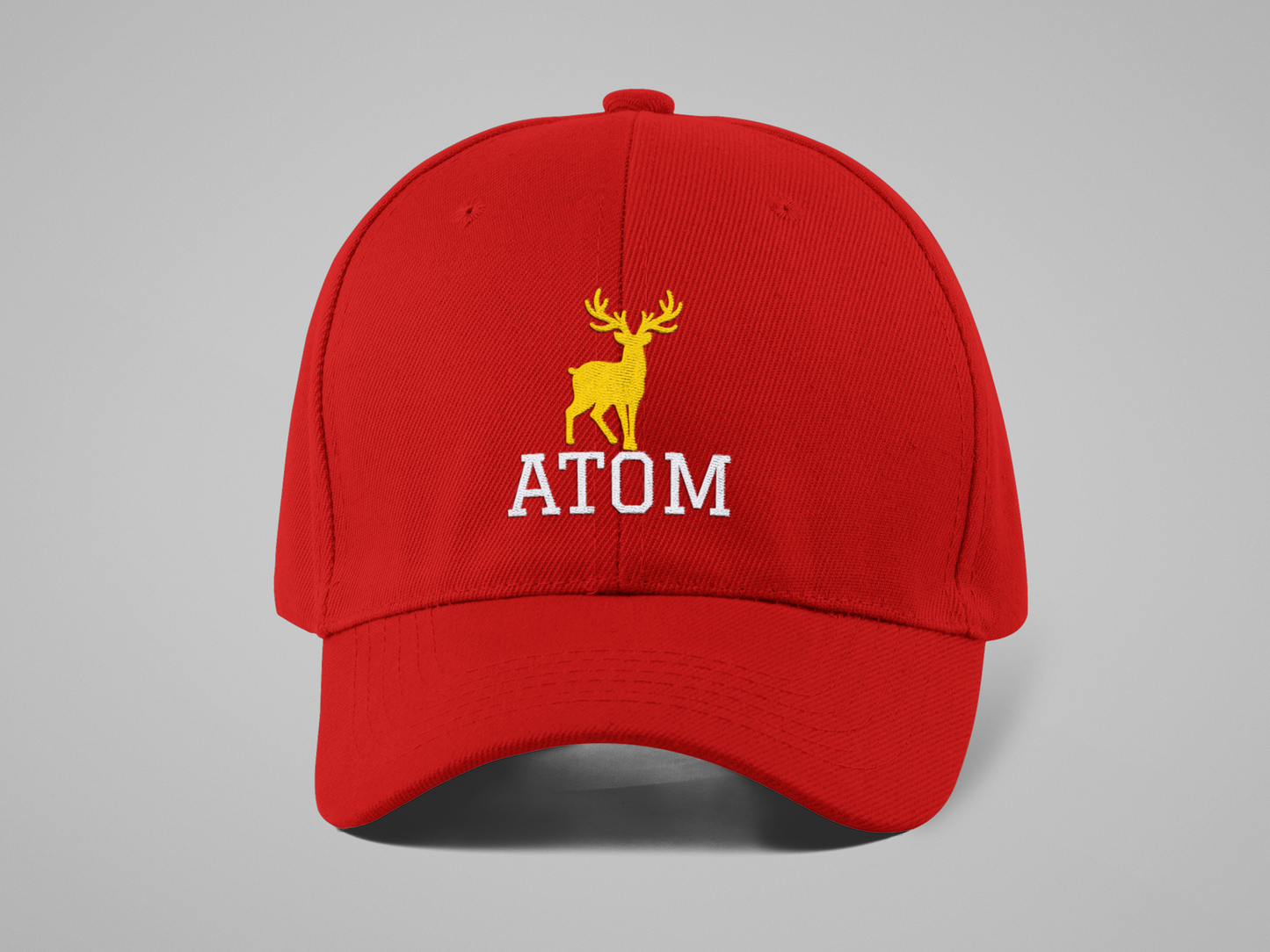 ATOM College Font Red Baseball Cap