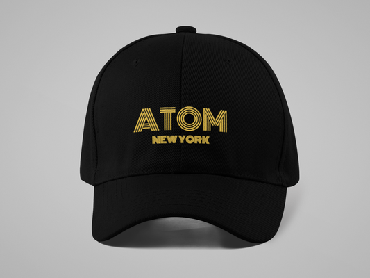 ATOM NEW YORK Disco Design Embroidered Black Baseball Cap