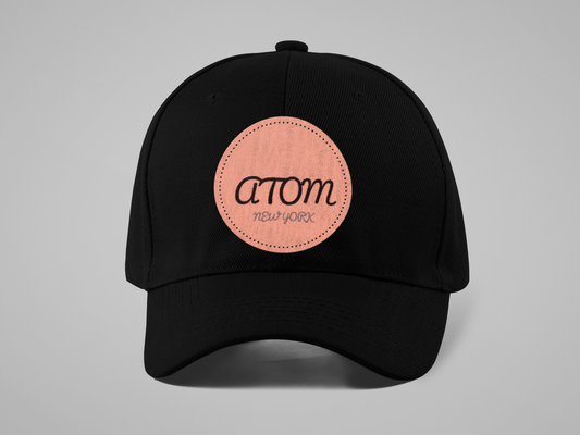 ATOM New York Round Logo Embroidered Black Baseball Cap