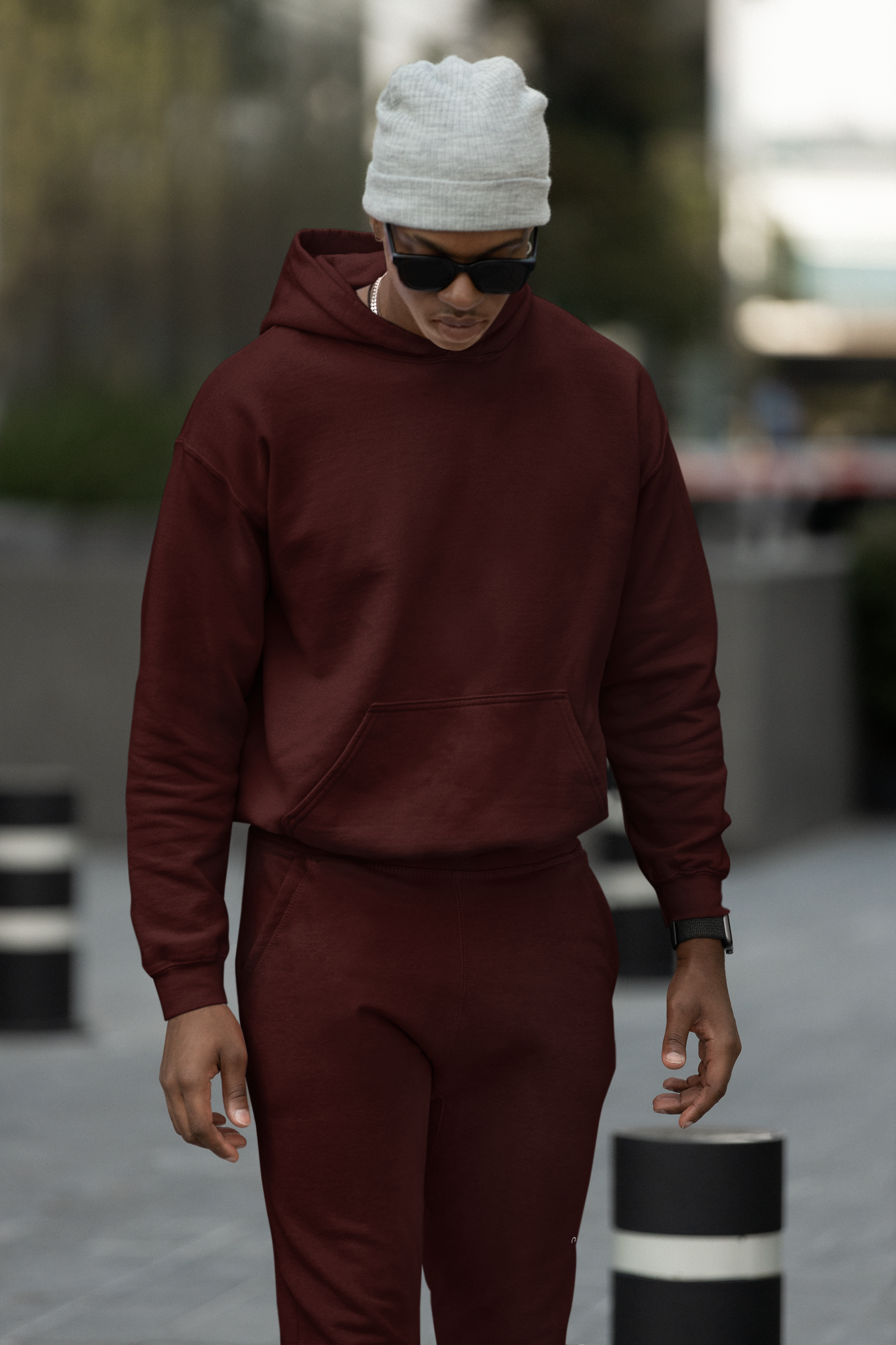 Maroon Hoodie And Jogger Co-ord Set For Men