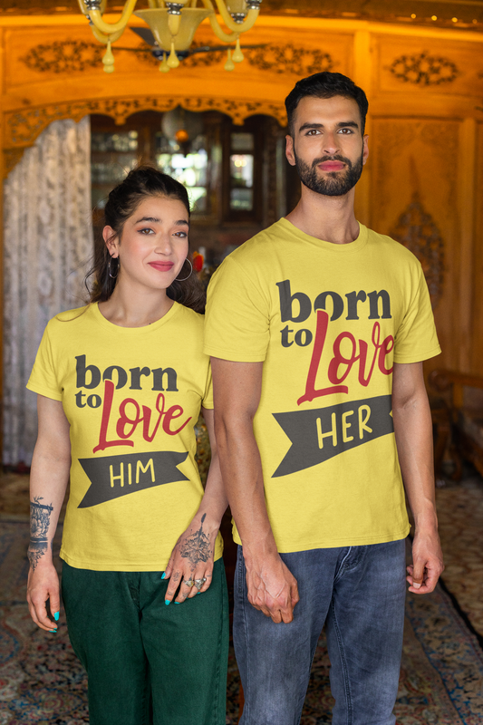 Born To Love Her Yellow Couple T-Shirt