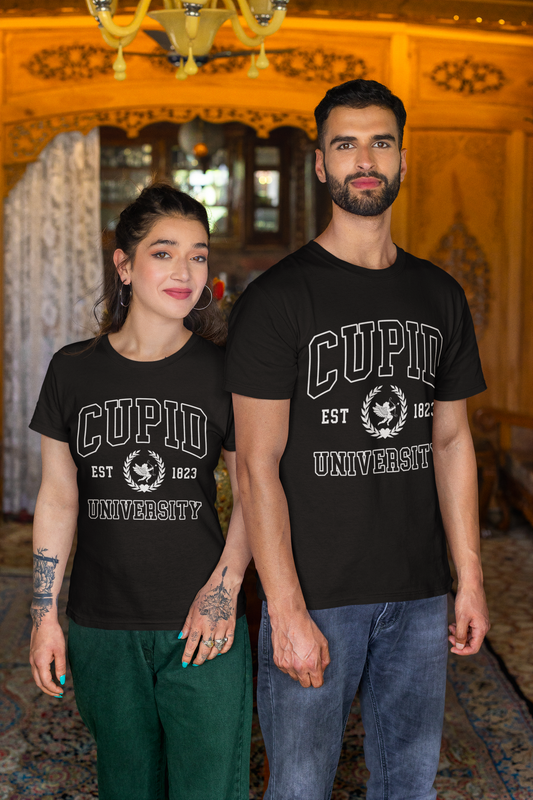 Cupid University Black Couple T-Shirt