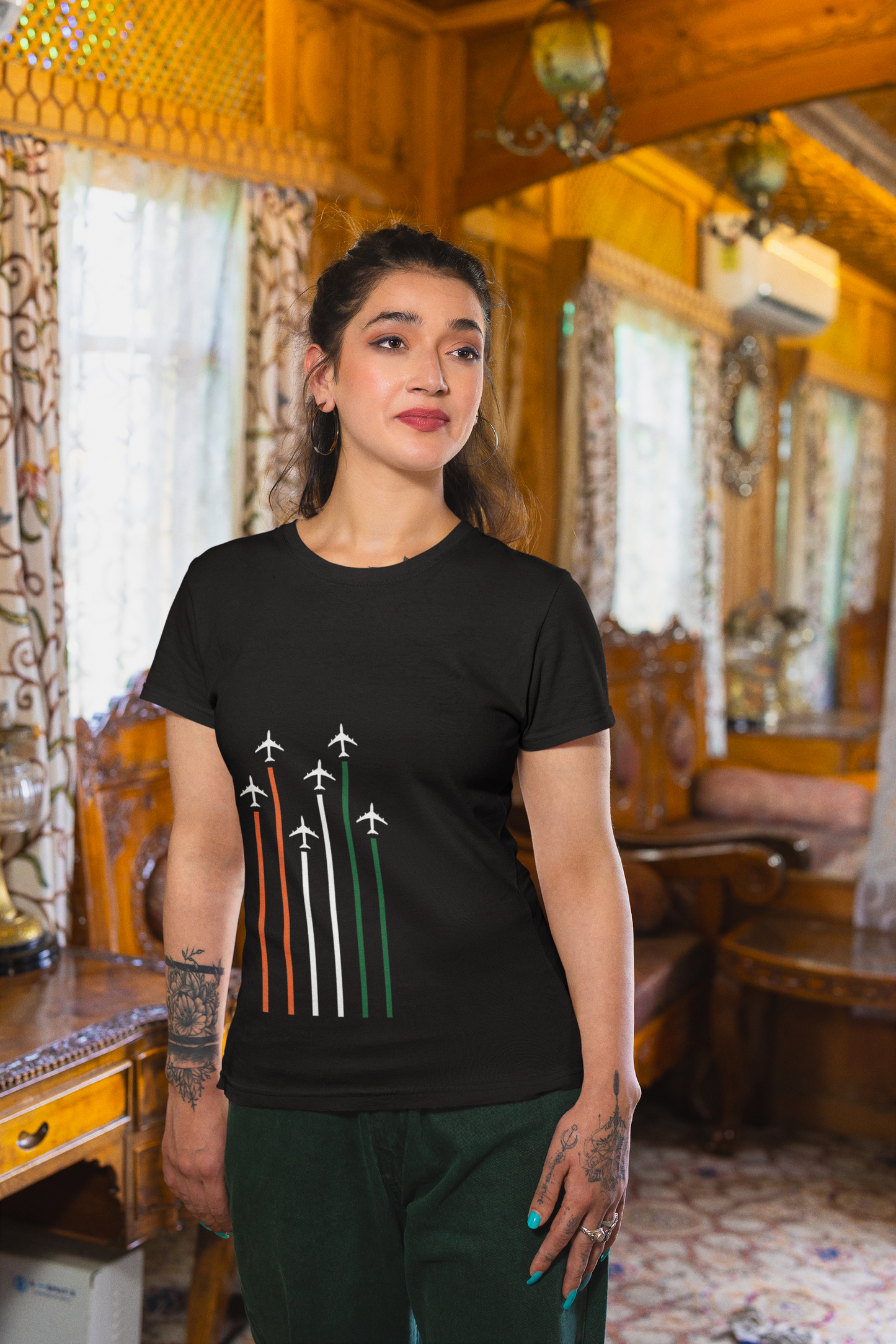 Republic Day Tribute Black T-Shirt For Women